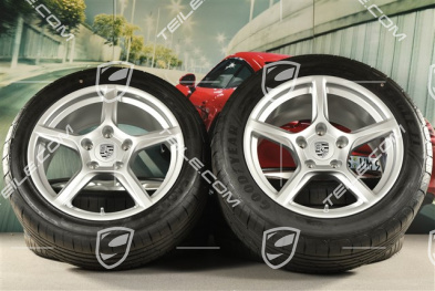 18" Boxster IV summer wheels set, rims 8J x 18 ET57 + 9,5J x 18 ET49,  Good Year  Eagle F1 summer tires 235/45 R18 + 265/45 R18