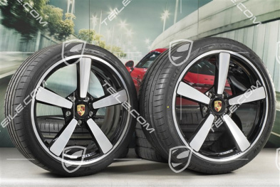 20"+21" koła letnie, komplet Exclusive Design, felgi 8,5J x 20 ET50 + 11,5J x 21 ET67 + opony letnie Goodyear 245/35 R20 + 305/30 R21, z czujnikami ciśnienia, czarny wysoki połysk