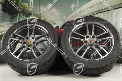 20" Cayenne COUPE Sport Winterräder Satz, Felgen 9J x 20 ET50 + 10,5J x 20 ET55 + Continental Winterreifen 275/45 R20 + 305/40 R20, mit RDK-Sensoren, Platinum Seidenmatt
