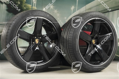 21-inch "Sport Classic" black (high gloss) summer wheels set, rims 9J x 21 ET26 + 10J x 21 ET19 + NEW Continental summer tyres 265/40 R 21 + 295/35 R 21, with TPMS