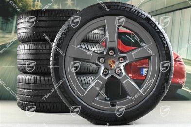 21" Macan Offroad Design Sommerräder Satz, Felgen 8,5J x 21 ET27 + 10,5J x 21 ET47 + Michelin Pilot Sport EV Sommerreifen 255/45 R21 + 295/40 R21, in Vesuvgrau