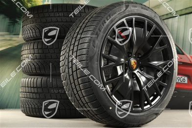 20" koła zimowe Turbo S Aero Design, komplet, felgi 9J x 20 ET54 + 11J x 20 ET60 + opony zimowe Pirelli 245/45 R20 + 285/40 R20, czarny satynowy mat