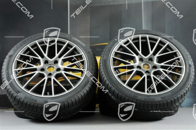 21" koła zimowe Cayenne COUPÉ RS Spyder, komplet, felgi 9,5J x 21 ET46 + 11,0J x 21 ET49 + NOWE opony zimowe Pirelli 275/40 R21 + 305/35 R21, z czujnikami ciśnienia