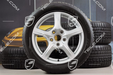 18" Komplet kół zimowych Panamera, 8J x 18 ET 59 + 9J x 18 ET 53 + NOWE opony zimowe Nokian 245/50 R18 + 275/45 R18, DOT/rok prod. 2013