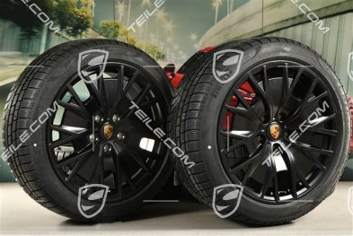 20" koła zimowe Turbo S Aero Design, komplet, felgi 9J x 20 ET54 + 11J x 20 ET60 + opony zimowe Pirelli 245/45 R20 + 285/40 R20, czarny satynowy mat