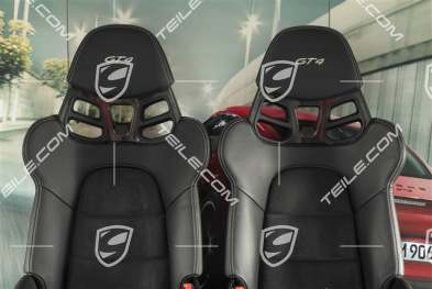Schalensitze, Carbon, Leder+Alcantara, Schwarz, Naht in Silber, GT4 Schriftzug, Satz, L+R