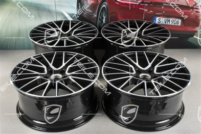 21" Komplet felg Cayenne RS Spyder, 11J x 21 ET49 + 9,5J x 21 ET46, do Cayenne Coupé, czarny wysoki połysk
