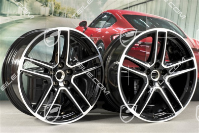 20" Komplet felg "Macan Turbo", 9J x 20 ET26 + 10J x 20 ET19, BORBET, czarny perłowy metalik Jet Black