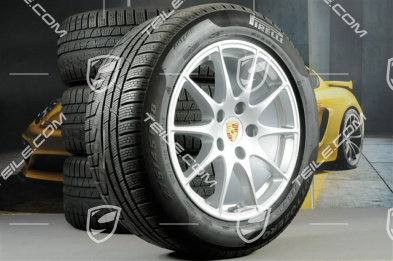 18" komplet kół zimowych Panamera S, felgi 8J x 18 ET59 + 9J x 18 ET53 + NOWE opony zimowe Pirelli 245/50 R18 + 275/45 R18, z czujnikami ciśnienia