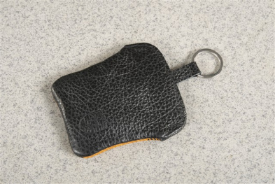 Porsche Classic Etui na klucze, z wytłoczonym herbem Porsche, pomarańczowa krata