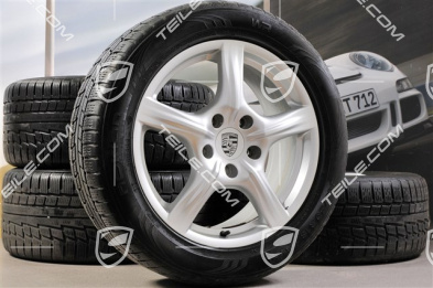 18" Komplet kół zimowych Panamera, 8J x 18 ET 59 + 9J x 18 ET 53 + NOWE opony zimowe Nokian 245/50 R18 + 275/45 R18, DOT/rok prod. 2013