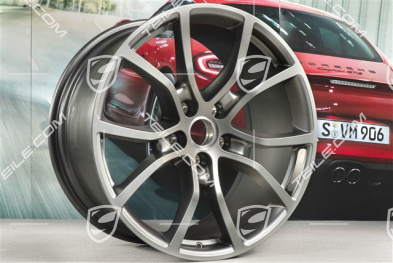 21-inch wheel rim set Cayenne Exclusive Design, 11J x 21 ET49 + 9,5J x 21 ET46, for Cayenne Coupé, Platinum satin matt