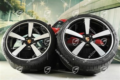 20"+21" koła letnie, komplet Turbo Exclusive Design, felgi 9,5J x 20 ET44 + 12J x 21 ET70 + NOWE opony letnie Pirelli 255/35 R20 + 315/30 R21, czarny wysoki połysk