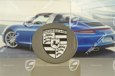 Radzierdeckel, rund, konkav, für Turbo-II Räder, Wappen Schwarz/Silber