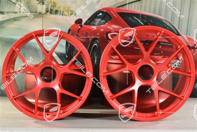 GT3RS Magnesium - lekkie kute koła magnezowe, felgi 10J x 20 ET45 + 13J x 21 ET31, czerwone Pyro Red