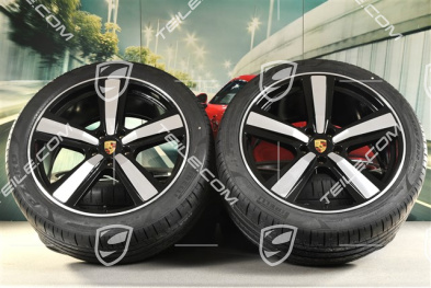 22" Sommerräder Cayenne Exclusive Design Sport, Felgen 10J x 22 ET48 +11,5J x 22 ET61 + Pirelli Sommerreifen 285/40 R22 + 315/35 R22, schwarz hochglanz