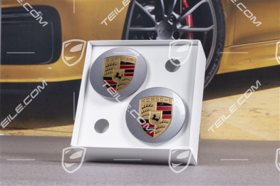 Hub cap set, platinum silver, crest coloured
