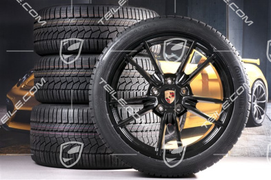 19"+20" koła zimowe Carrera, komplet, felgi 8,5J x 19 ET52 + 11J x 20 ET66 + NOWE opony zimowe  Continental 235/40 R19 + 295/35 R20, z czujnikami ciśnienia, czarny wysoki połysk