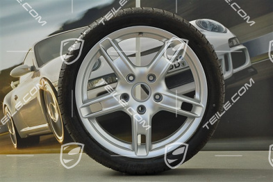 18" Boxster S Winterräder Satz (Felgen mit Reifen), Felgen vorne 8J x 18 ET57 + hinten 9J x 18 ET43 + NEUE Winterreifen 235/40 R18 + 255/40 R18