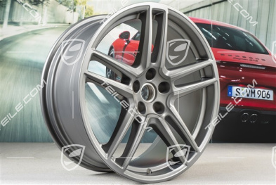 20-inch wheel rim set "Macan Turbo", 9J x 20 ET26 + 10J x 20 ET19, BORBET, platinum satin matt