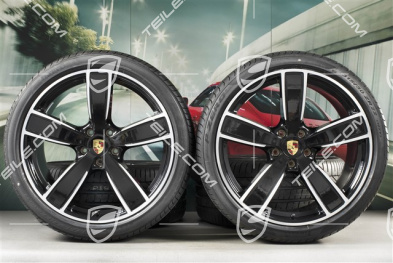 22" Koła letnie Sport Classic, komplet, felgi 10J x 22 ET48 + 11,5J x 22 ET61 + opony letnie Pirelli 285/35 ZR22 + 315/30 ZR22, czarny wysoki połysk, z czujnikami ciśnienia