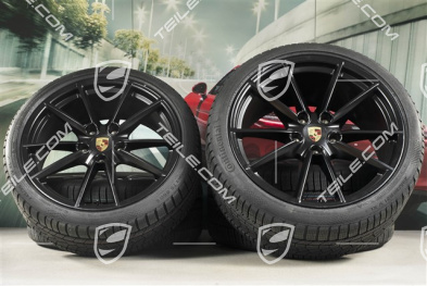 20"+21" koła zimowe Carrera S, komplet, felgi 8,5J x 20 ET53 + 11J x 21 ET66 + NOWE opony zimowe Continental 245/35 R20 + 295/30 R21, czarny satynowy mat