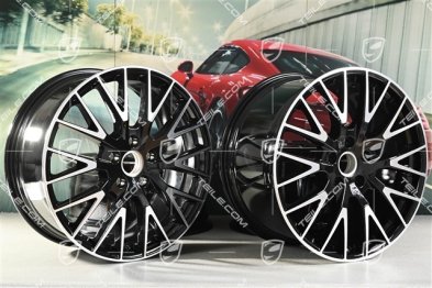 21" Komplet felg Panamera Exclusive Design, 9,5J x 21 ET71 + 11,5J x 21 ET69, czarny wysoki połysk