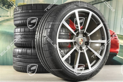 20" koła letnie, komplet Carrera Classic, felgi 8J x 20 ET57 + 9,5J x 20 ET45 + NOWE opony letnie Pirelli PZero 235/35 ZR20 + 265/35ZR20, z czujnikami ciśnienia