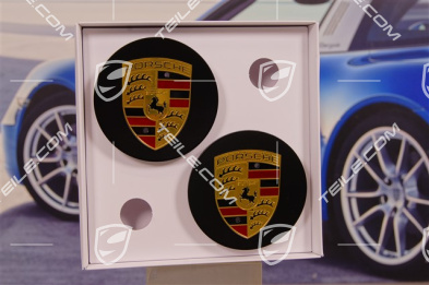 Hub cap set, crest coloured, concav, silk-gloss black