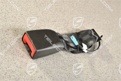 Seat belt buckle, rear, centre, visual and acoustic control of fastening