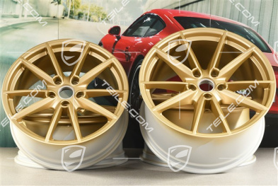 20+21" Komplet felg Carrera S, felgi: przednie 8,5J x 20 ET53 + tylne 11,5J x 21 ET67, aurum satynowy półmat