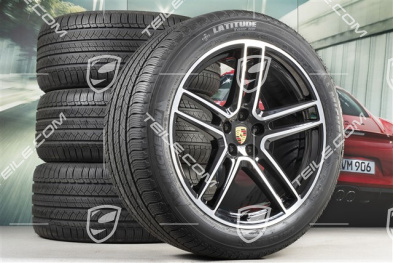 20-inch "Macan Turbo"  koła całoroczne, komplet, felgi 9J x 20 ET26 + 10J x 20 ET19, opony wielosezonowe 265/45 R 20 + 295/40 R 20,  BORBET czarny wysoki połysk, z czujnikami ciśnienia RDK