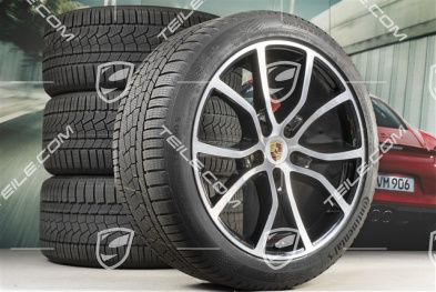 21-inch Cayenne Exclusive Design winter wheel set, rims 9,5J x 21 ET46 + 11,0J x 21 ET58 + NEW Continental winter tyres 275/40 R21 + 305/35 R21, with TPMS, black high gloss + bright-polished areas