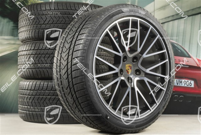 21" koła zimowe Cayenne RS Spyder, komplet, felgi 9,5J x 21 ET46 + 11,0J x 21 ET58 + NOWE opony zimowe Pirelli 275/40 R21 + 305/35 R21, z czujnikami ciśnienia