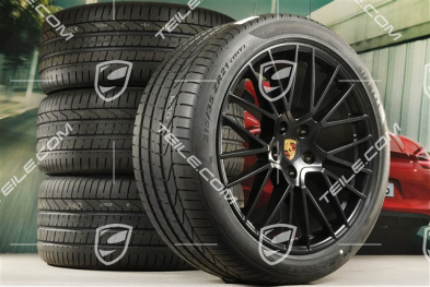 21-inch Cayenne RS Spyder summer wheel set, rims 9,5J x 21 ET46 + 11,0J x 21 ET58 + NEW Pirelli P Zero summer tyres 285/40 R21 + 315/35 R21, with TPMS, black satin matt