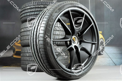 20" Sommerräder Satz Carrera S III, Felgen 8,5J x 20 ET51 + 11J x 20 ET52 + Sommerreifen 245/35 ZR20 + 305/30 ZR20, mit RDK-Sensoren, Schwarz-Seidenmatt