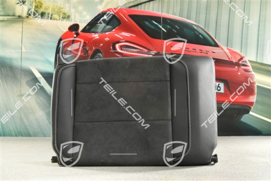 Cabrio / Targa GTS, Back seat backrest, Rear, Leather / Alcantara , Black with Rhodium stitching, L