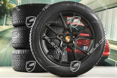 20" Cayenne S Winterräder Satz, Felgen 9J x 20 ET50 + 10,5J x 20 ET64 + NEUE Pirelli Winterreifen 255/55 R20 + 295/45 R20, mit RDK-Sensoren, Schwarz Seidenmatt