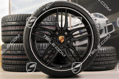 20" SportDesign Sommerräder Satz, Schwarz (hochglanz) - exlusive 911, 8,5J x 20 ET51 + 11J x 20 ET70, Reifen 245/35 ZR20 + 295/30 ZR20, mit RDK-Sensor