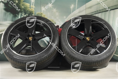 21-inch "Sport Classic" black (high gloss) summer wheels set, rims 9J x 21 ET26 + 10J x 21 ET19 + NEW Continental summer tyres 265/40 R 21 + 295/35 R 21, with TPMS