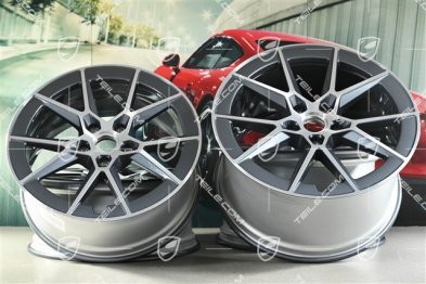 20+21-inch Carrera S wheel rim set, 8,5J x20 ET50 + 11,5J x 21 ET79, Wanadium Grey