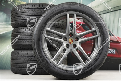 20" "Macan Turbo"Ganzjahresräder Satz, Felgen 9J x 20 ET26 + 10J x 20 ET19, All-Season-Reifen 265/45 R 20 + 295/40 R 20, BORBET, Platinum Seidenmatt, mit RDK-Sensoren