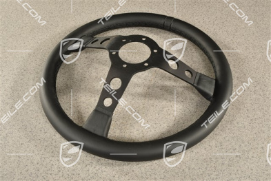 Sportlenkrad, 3-Speichen, Schwarz Leder mit 12-Uhr-Markierung, ohne Airbag Nur für Rennbetrieb. Ohne Straßenzulassung
