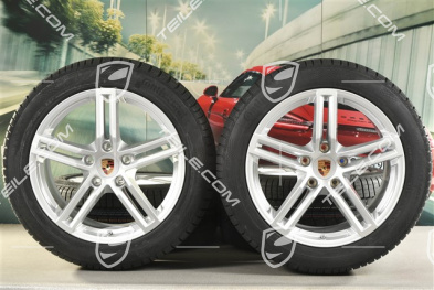 19" Panamera Koła zimowe, komplet, felgi 9J x 19 ET64 + 10,5J x 19 ET62 + NOWE opony zimowe Continental Winter Contact TS860 S 265/45 R19 + 295/40 R19, srebrne