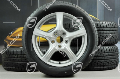 18" Komplet kół zimowych Panamera, 8J x 18 ET 59 + 9J x 18 ET 53, z oponami zimowymi Pirelli Sottozero II 245/50 R18 + 275/45 R18, bez czujników ciśnienia