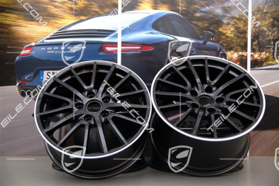 19" Komplet felg SportDesign, 8J x 19 ET57 + 11J x 19 ET51, czarno-srebrne