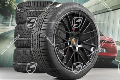 21" Cayenne COUPÉ RS Spyder Winterräder Satz, Felgen 9,5J x 21 ET46 + 11,0J x 21 ET49 + NEUE Continental Winterreifen 275/40 R21 + 305/35 R21, mit RDK-Sensoren, schwarz seidenmatt