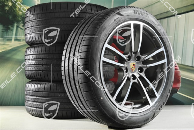 21" Cayenne Turbo Sommerräder Satz, Felgen 9,5J x 21 ET46 + 11,0J x 21 ET49 + NEUE Pirelli P Zero Sommerreifen 285/40 R21 + 315/35 R21