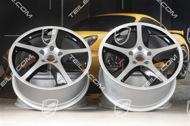 20-inch Cayenne SportTechno wheel set, front 9-inch + rear 10-inch, silver + black high gloss