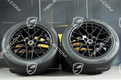 20" "RS Spyder Design" in Schwarz (seidenglanz), Sommerräder Satz, Felgen 9J x 20 ET26 + 10J x 20 ET19 + Pirelli Sommerreifen 265/45 R 20 + 295/40 R 20, mit RDK-Sensoren
